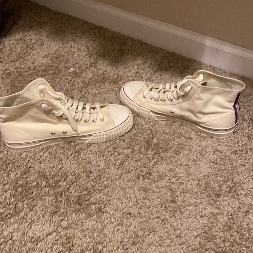PF Flyers High Top Sneakers Off White The Sandlot Tie Ups